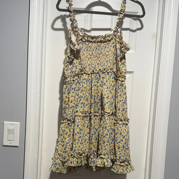 Floral Yellow and Blue Women’s  Dress - Picture 3 of 6
